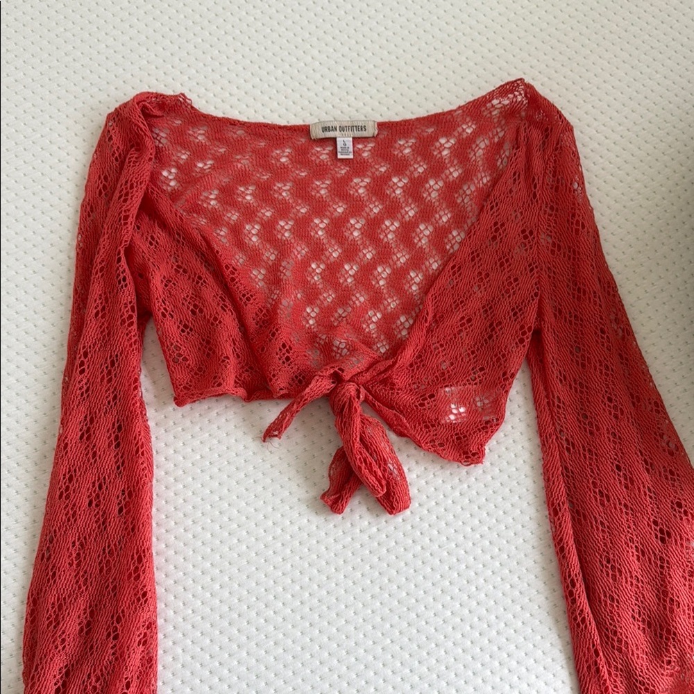 Urban Outfitters Orange Long Sleeve Crop Blouse